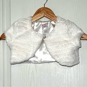 Nannette Girls’ Size 6 White Faux Fur Bolero Shrug Jacket